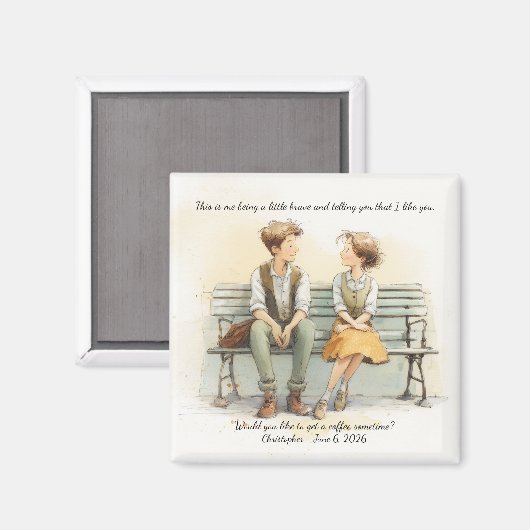 Sweet First Date Coffee Confession Magneet (Voorkant / Achterkant)