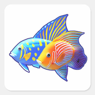 Sweet Fish Friends Vierkante Sticker