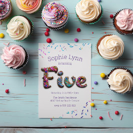 Sweet "Five" Cookie Sprinkles Kinderen vijfde verj Kaart