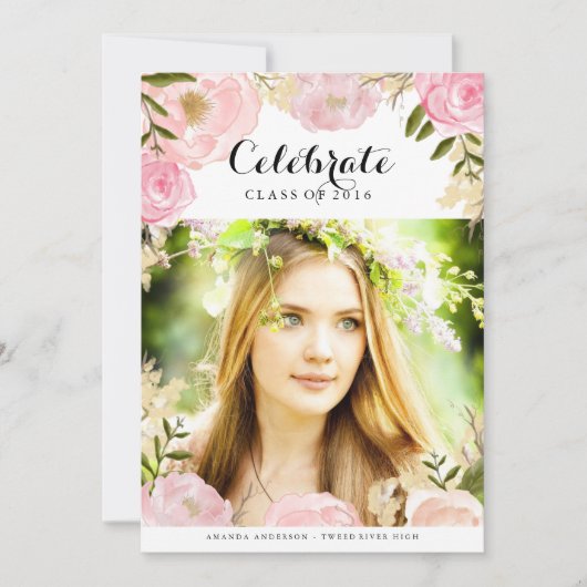 Sweet Floral Afstudeerder aangekondigd Kaart (Voorkant)