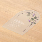 Sweet Floral Arch Bruiloft Lila ID998 Acryl Uitnodigingen (Laagn)