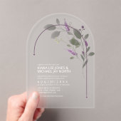 Sweet Floral Arch Bruiloft Lila ID998 Acryl Uitnodigingen (Insitu (Draagbaar))