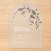 Sweet Floral Arch Bruiloft Lila ID998 Acryl Uitnodigingen (Voorkant)