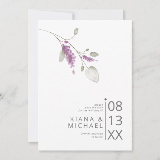 Sweet Floral Arch Bruiloft Lila ID998 Save The Date (Voorkant)