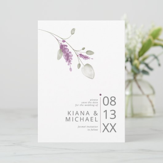 Sweet Floral Arch Bruiloft Lila ID998 Save The Date (Staand voorkant)