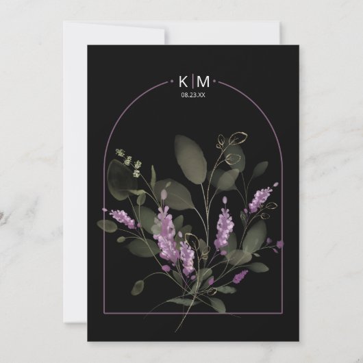 Sweet Floral Arch Bruiloft Menu Lila ID998 (Achterkant)