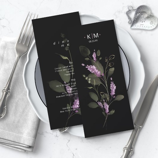 Sweet Floral Arch Bruiloft Menu V2 Lila ID998