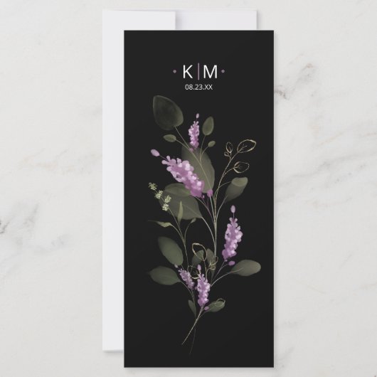 Sweet Floral Arch Bruiloft Menu V2 Lila ID998 (Achterkant)