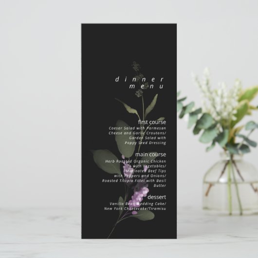 Sweet Floral Arch Bruiloft Menu V2 Lila ID998 (Staand voorkant)