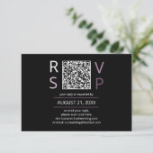 Sweet Floral Arch Bruiloft QR Code Lila ID998 RSVP Kaartje (Staand voorkant)