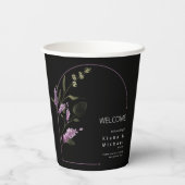 Sweet Floral Arch Bruiloft Welkom Lila ID998 Papieren Bekers (Achterkant)