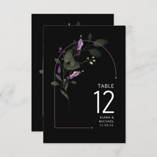 Sweet Floral Arch Trouwtafel No. Lila ID998 Kaart (Voorkant / Achterkant)