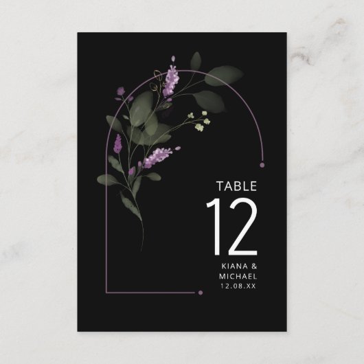 Sweet Floral Arch Trouwtafel No. Lila ID998 Kaart (Achterkant)