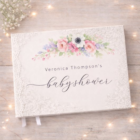 Sweet Floral Baby Shower Guest Book Gastenboek