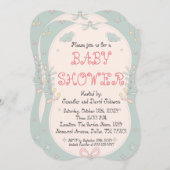 Sweet Floral Baby shower Invitation Kaart (Voorkant / Achterkant)