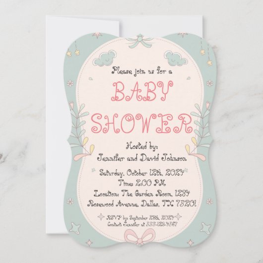 Sweet Floral Baby shower Invitation Kaart (Voorkant)