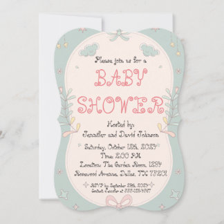 Sweet Floral Baby shower Invitation Kaart
