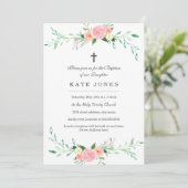 Sweet Floral Baptism Invitation Kaart (Staand voorkant)