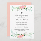 Sweet Floral Baptism Invitation Kaart (Voorkant / Achterkant)