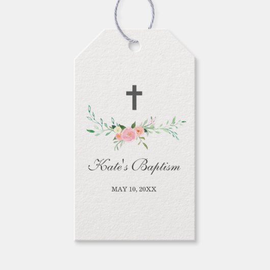 Sweet Floral Baptism Labels Cadeaulabel (Voorkant)