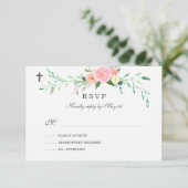 Sweet Floral Baptism RSVP Kaartje (Staand voorkant)
