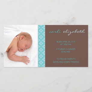Sweet Floral Birth Aankondiging Foto Card-turq