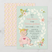 Sweet floral blonde baby shower uitnodigingen (Voorkant / Achterkant)