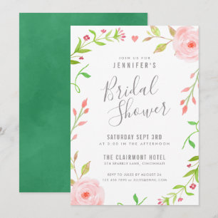 Sweet Floral Bridal Shower Noviroze & Green Kaart