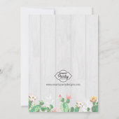 Sweet Floral Cactus Baby shower Invitation Kaart (Achterkant)