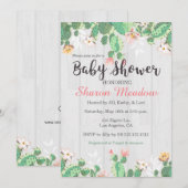 Sweet Floral Cactus Baby shower Invitation Kaart (Voorkant / Achterkant)