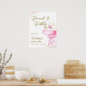 Sweet Floral Champagne Brunch Baby shower Welkom Poster (Keuken)