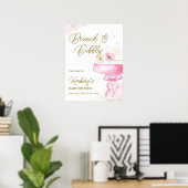 Sweet Floral Champagne Brunch Baby shower Welkom Poster (Thuiskantoor)