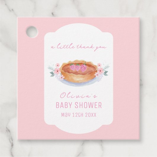 Sweet Floral Cutie Pie Raspberry Baby shower Bedankjes Labels (Voorkant)