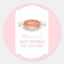 Sweet Floral Cutie Pie Raspberry Baby shower Ronde Sticker