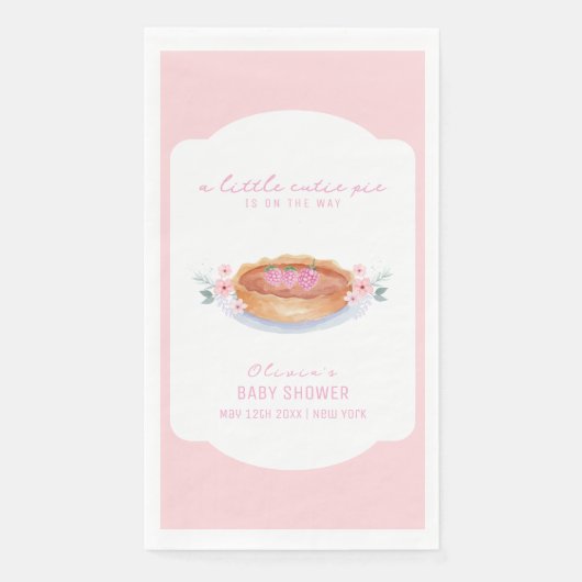 Sweet Floral Cutie Pie Raspberry Baby shower Servet (Voorkant)