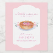 Sweet Floral Cutie Pie Raspberry Baby shower Wijn Etiket (Enkel label)