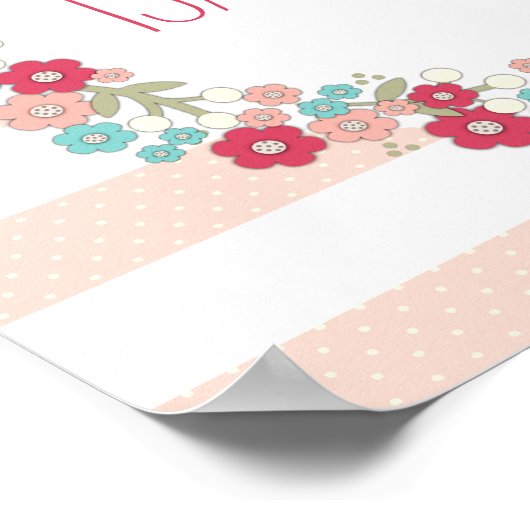 Sweet Floral Girl Name Persoonlijke Wall Art Poster (Hoek)