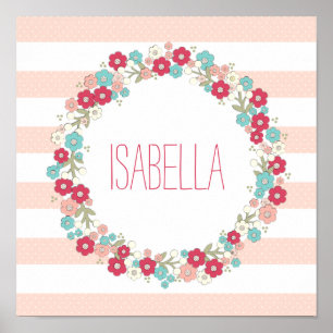 Sweet Floral Girl Name Persoonlijke Wall Art Poster