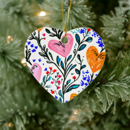 Sweet Floral Heart  Keramisch Ornament