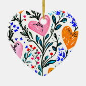 Sweet Floral Heart  Keramisch Ornament (Voorkant)