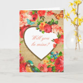 Sweet Floral Heart Valentijnsdag Kaart (Gele Bloem)