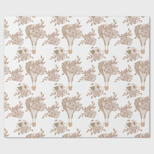 Sweet Floral Hot Air Ballon Cadeaupapier (Vlak)