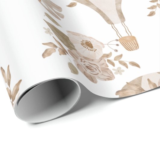 Sweet Floral Hot Air Ballon Cadeaupapier (Rol Hoek)