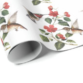 Sweet  Floral Hummingbird Paar Cadeaupapier (Rol Hoek)