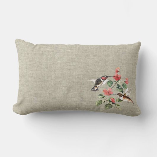 Sweet  Floral Hummingbird Paar Kussen (Voorkant)
