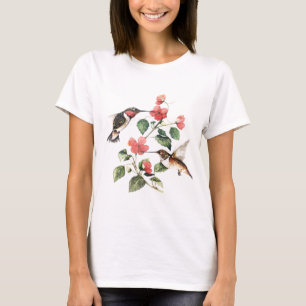 Sweet  Floral Hummingbird Paar T-shirt
