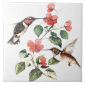 Sweet  Floral Hummingbird Paar Tegeltje (Voorkant)