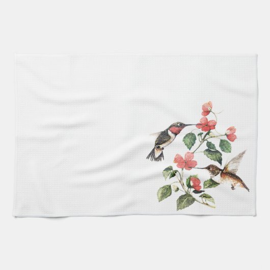 Sweet  Floral Hummingbird Paar Theedoek (Horizontaal)