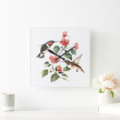 Sweet  Floral Hummingbird Paar Vierkante Klok (Huis)