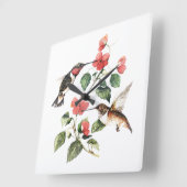 Sweet  Floral Hummingbird Paar Vierkante Klok (Hoek)